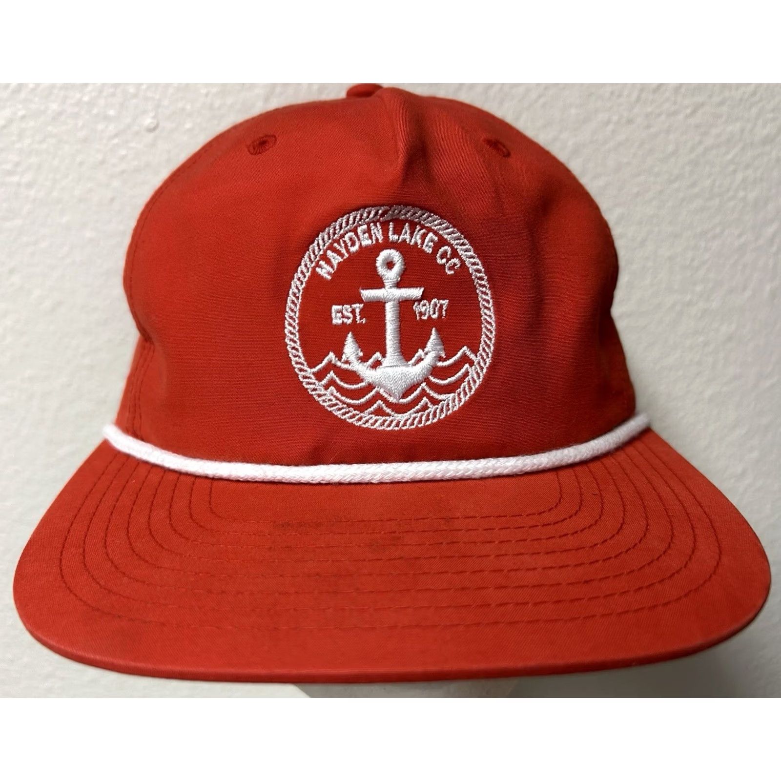 Vintage VINTAGE Hayden Lake Idaho Country Club Rope Snapback Hat Cap Red Unisex Adults One Size Embroidered Golf Size ONE SIZE - 2 Thumbnail