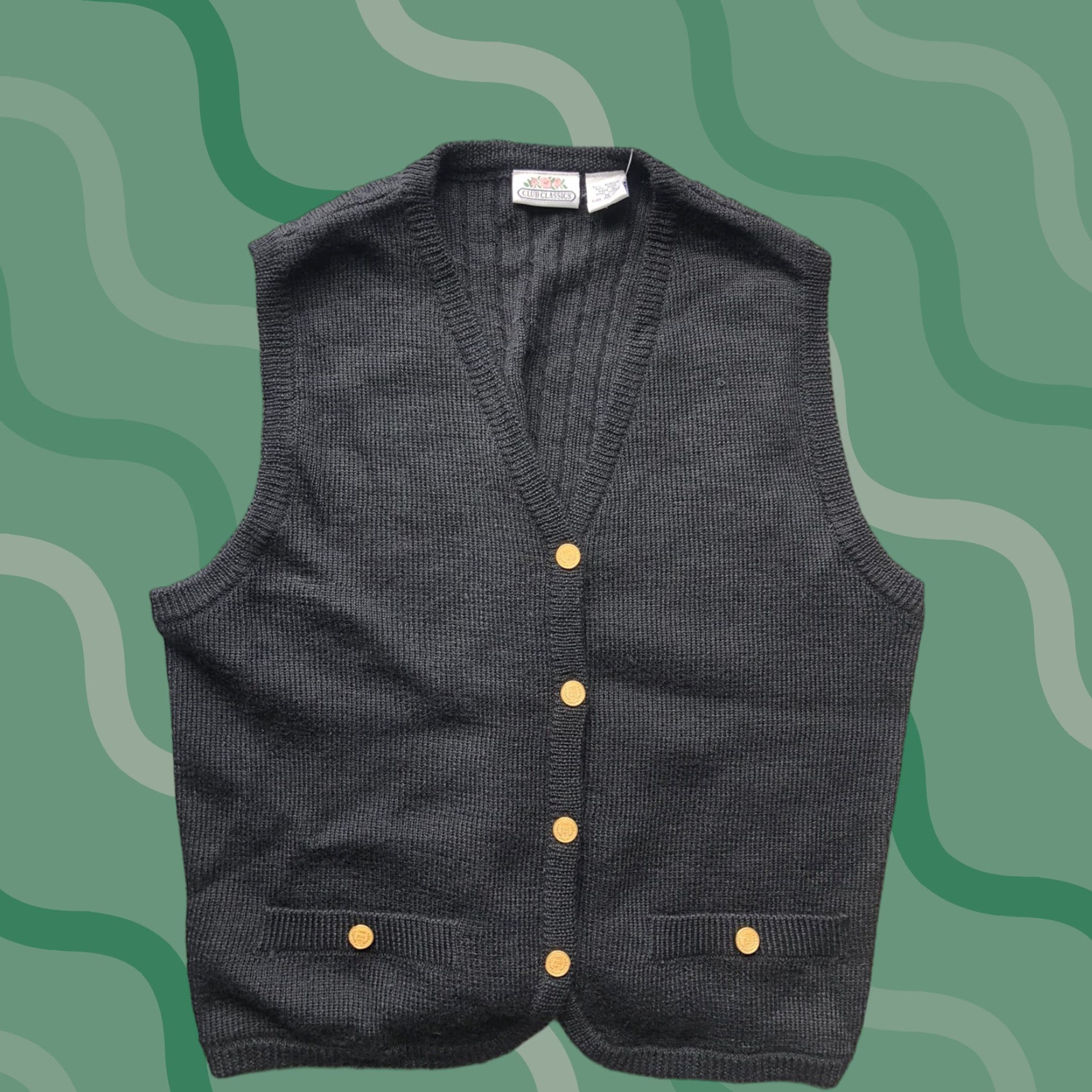 Vintage NWT Club Classics Vest Wool Acrylic Size M Black Womens Size M / US 6-8 / IT 42-44 - 1 Thumbnail