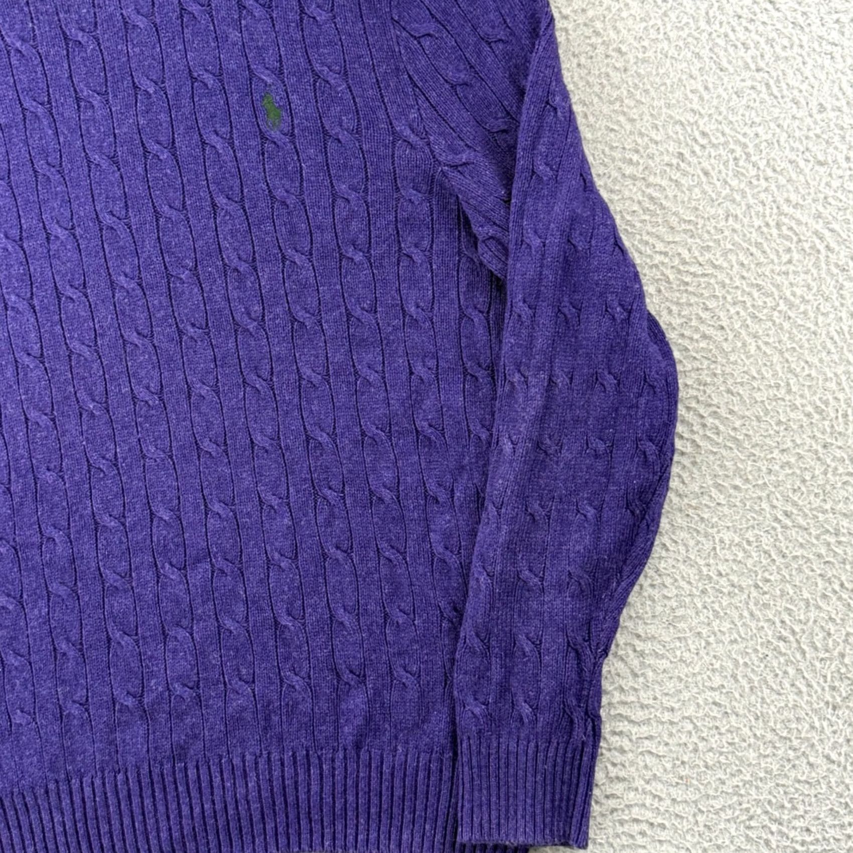 Polo Ralph Lauren VINTAGE Polo Ralph Lauren Sweater Mens XL Purple Long Sleeve 100% Silk Cable Knit Preppy Size US XL / EU 56 / 4 - 5 Thumbnail
