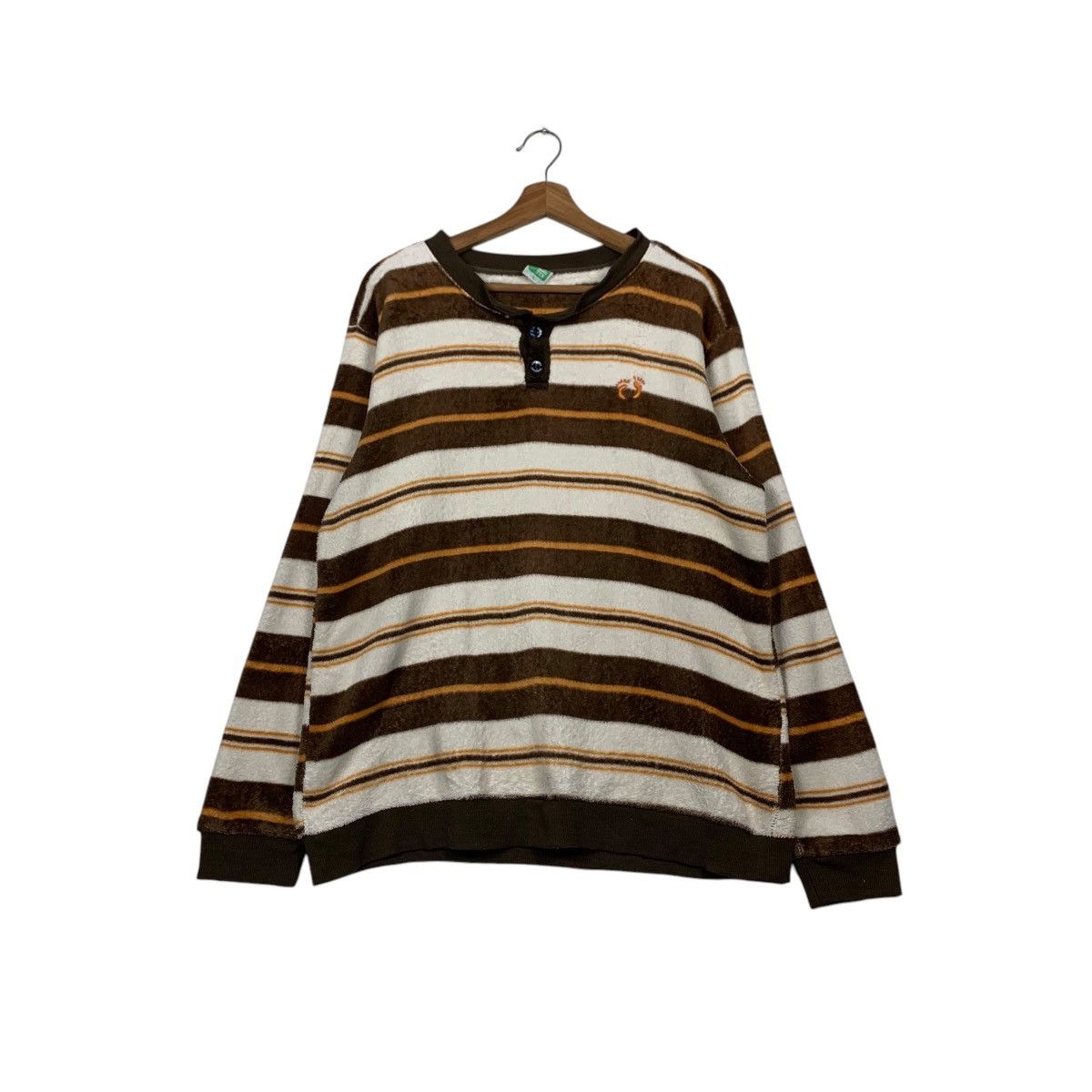 Hang Ten HANG TEN Small Logo Striped Fleece Sweatshirts #2272-C100 Size US L / EU 52-54 / 3 - 1 Thumbnail