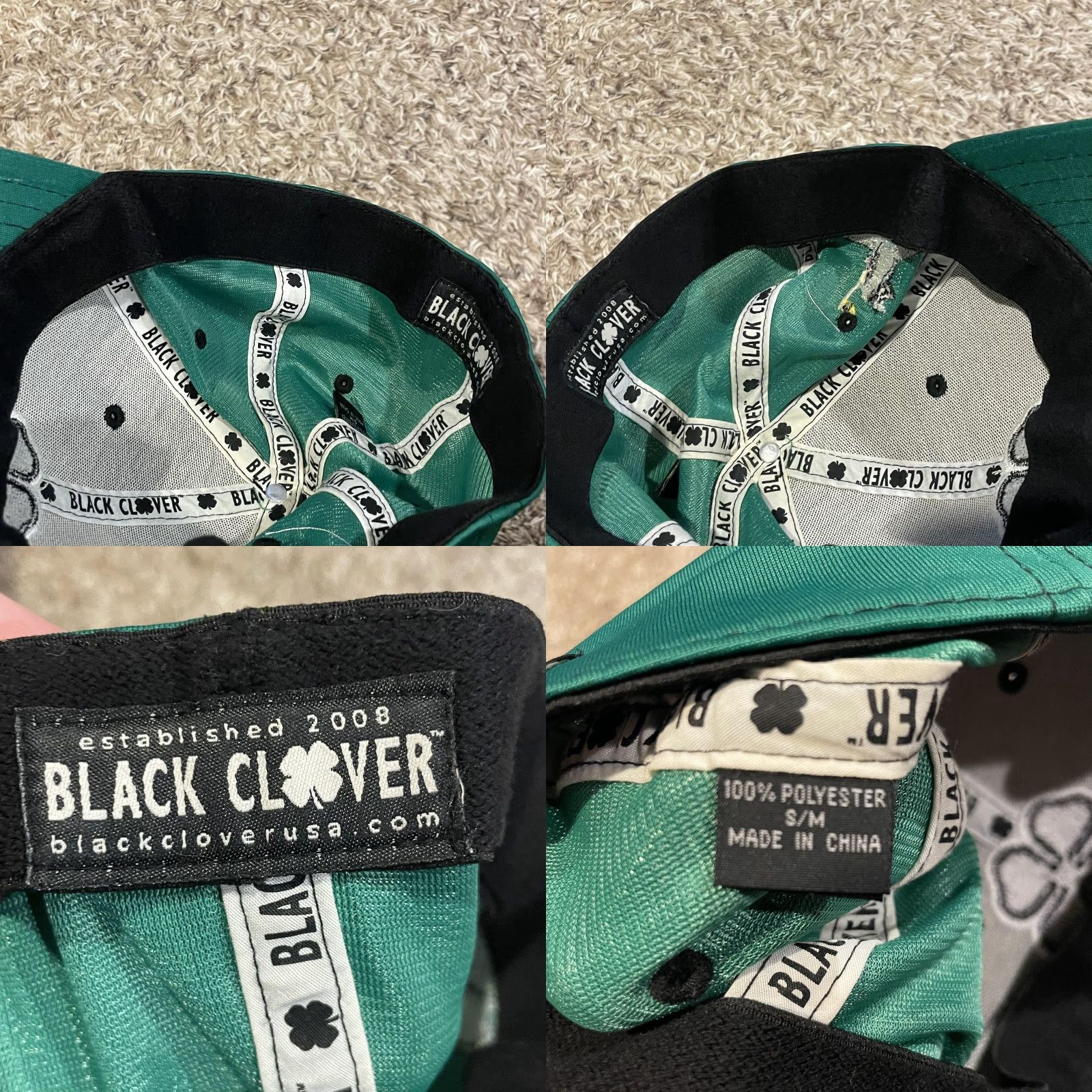 Vintage Black Clover Golf Hat Fitted S/M Green Live Lucky Penguin Classic Golf Size ONE SIZE - 9 Thumbnail