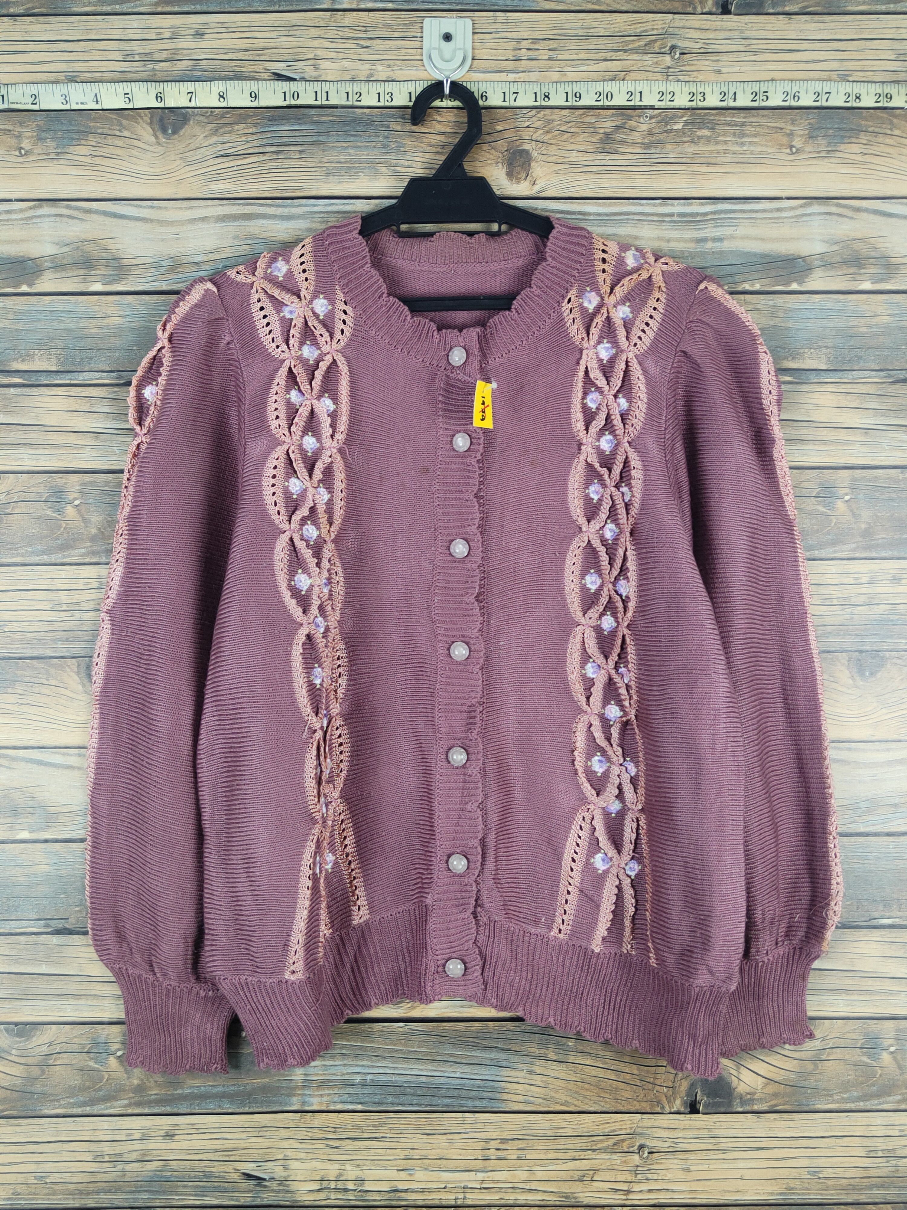 Aran Isles Knitwear Japan vintage Pink Knitwear Cardigan #W1094 Size L / US 10 / IT 46 - 1 Thumbnail