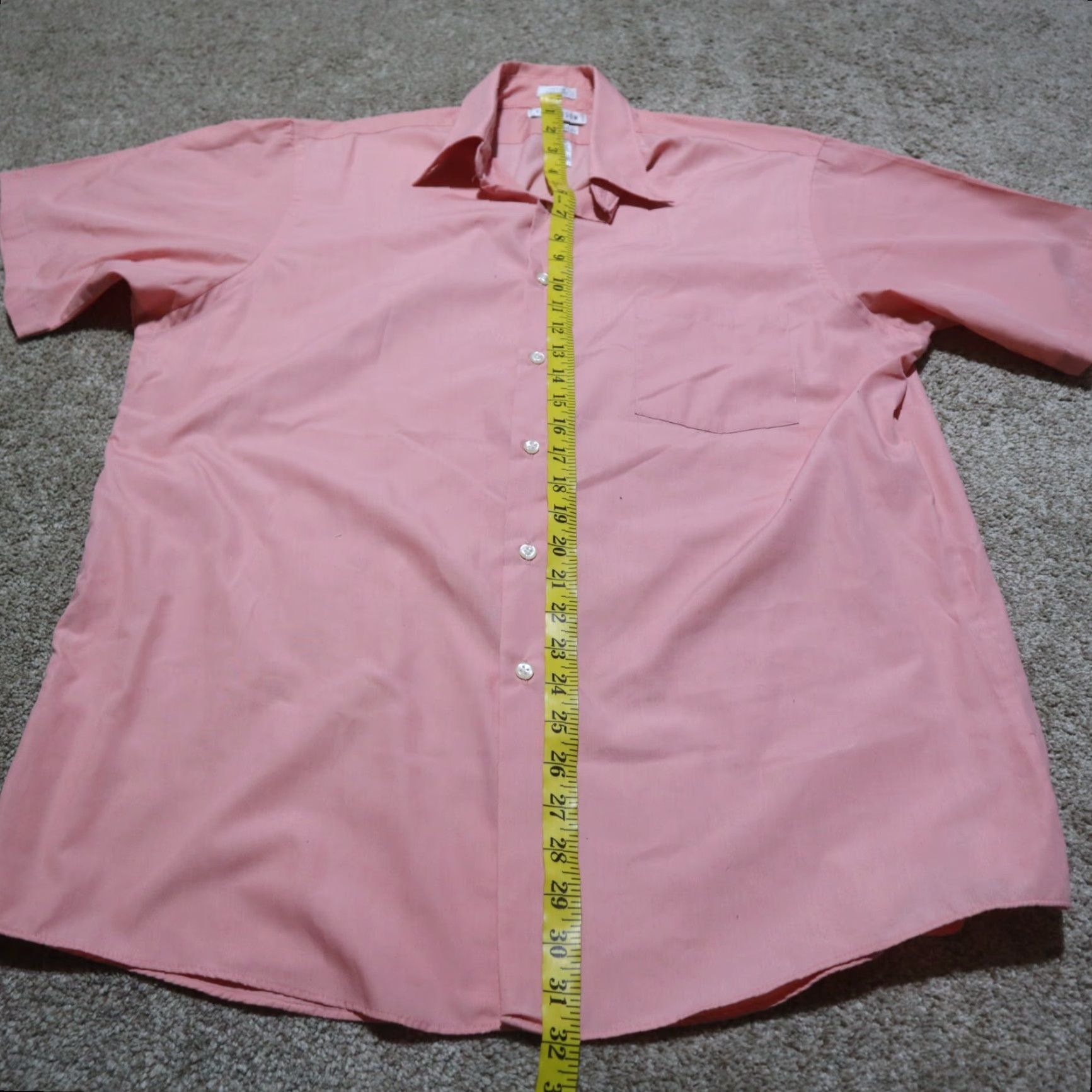 Van Heusen Van Heusen Dress Shirt Men 16.5 Pink Solid Poplin Button Up Collar Down Wrinkle Free Shirt Size 46R - 6 Thumbnail