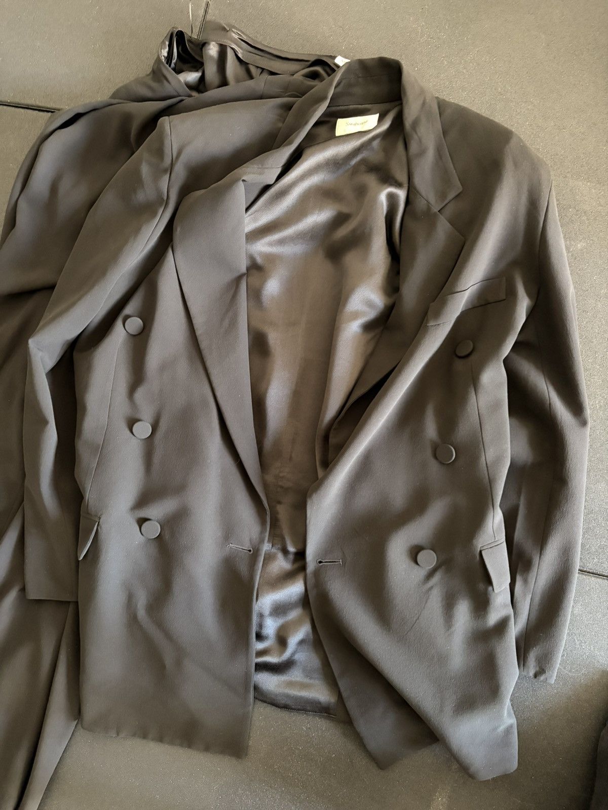 Saint Laurent crepe de chine black suit 2025