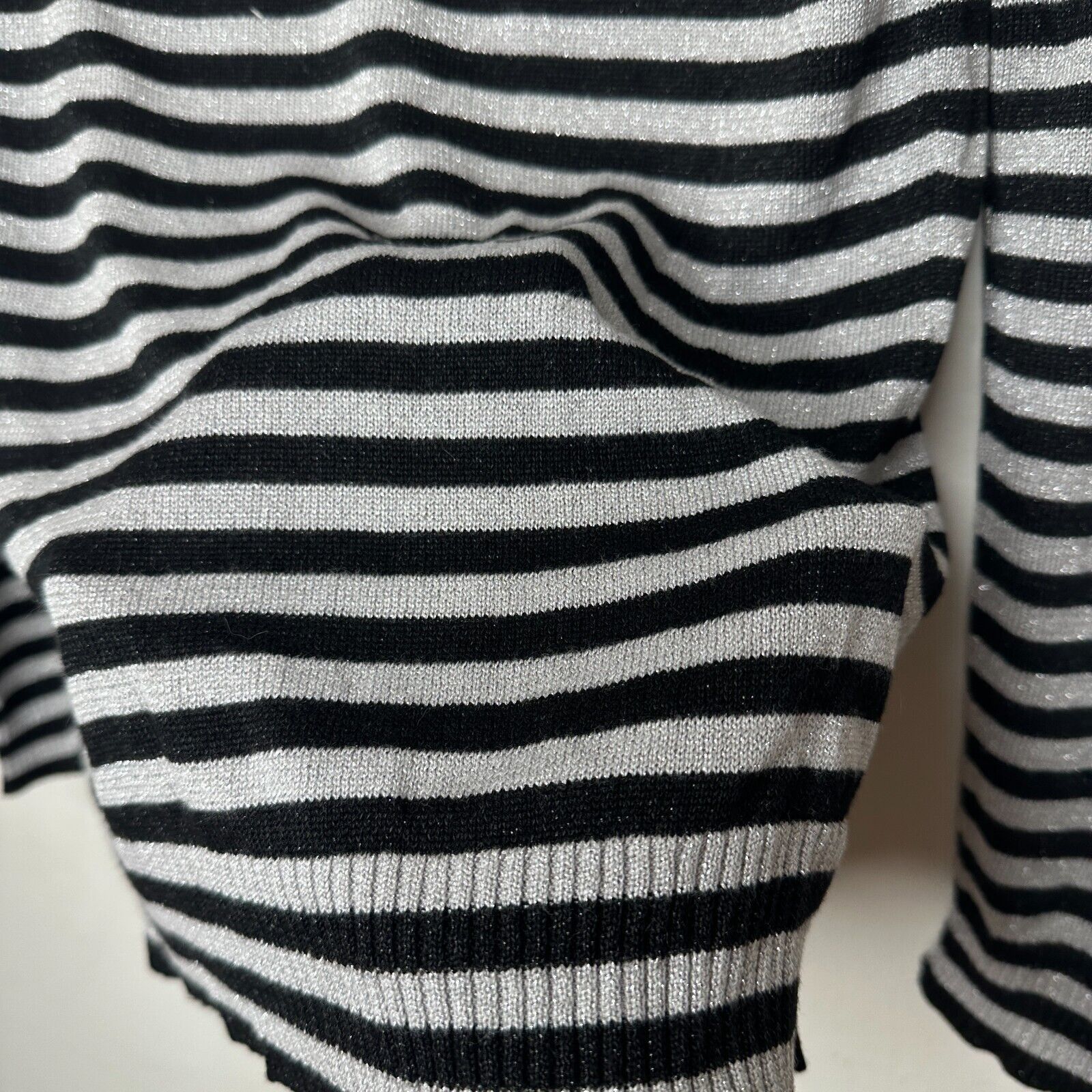 Other Joseph A. Silver Black Stripe Metallic Turtleneck Sweater PP Size S / US 4 / IT 40 - 9 Thumbnail