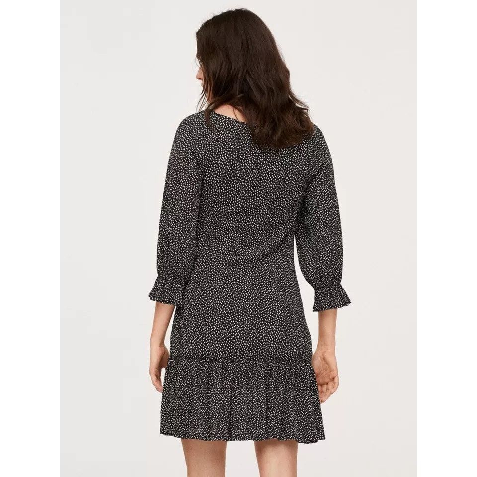 Mango Mango Women Black & White Printed A-Line Mini Dress Size 2 Size XS / US 0-2 / IT 36-38 - 9 Thumbnail