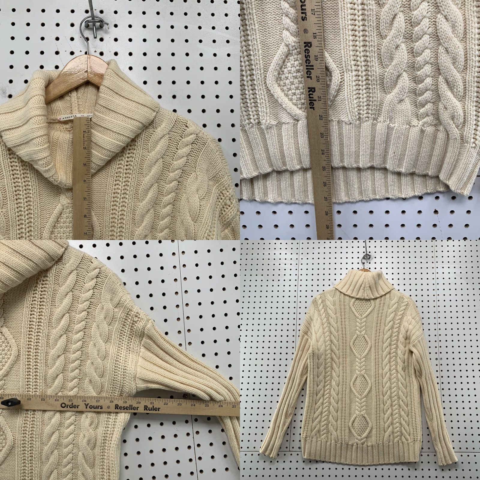 Athleta Athleta Sweater Adult XS Beige Merino Wool Cable Knit Turtleneck Womens Size XS / US 0-2 / IT 36-38 - 8 Thumbnail