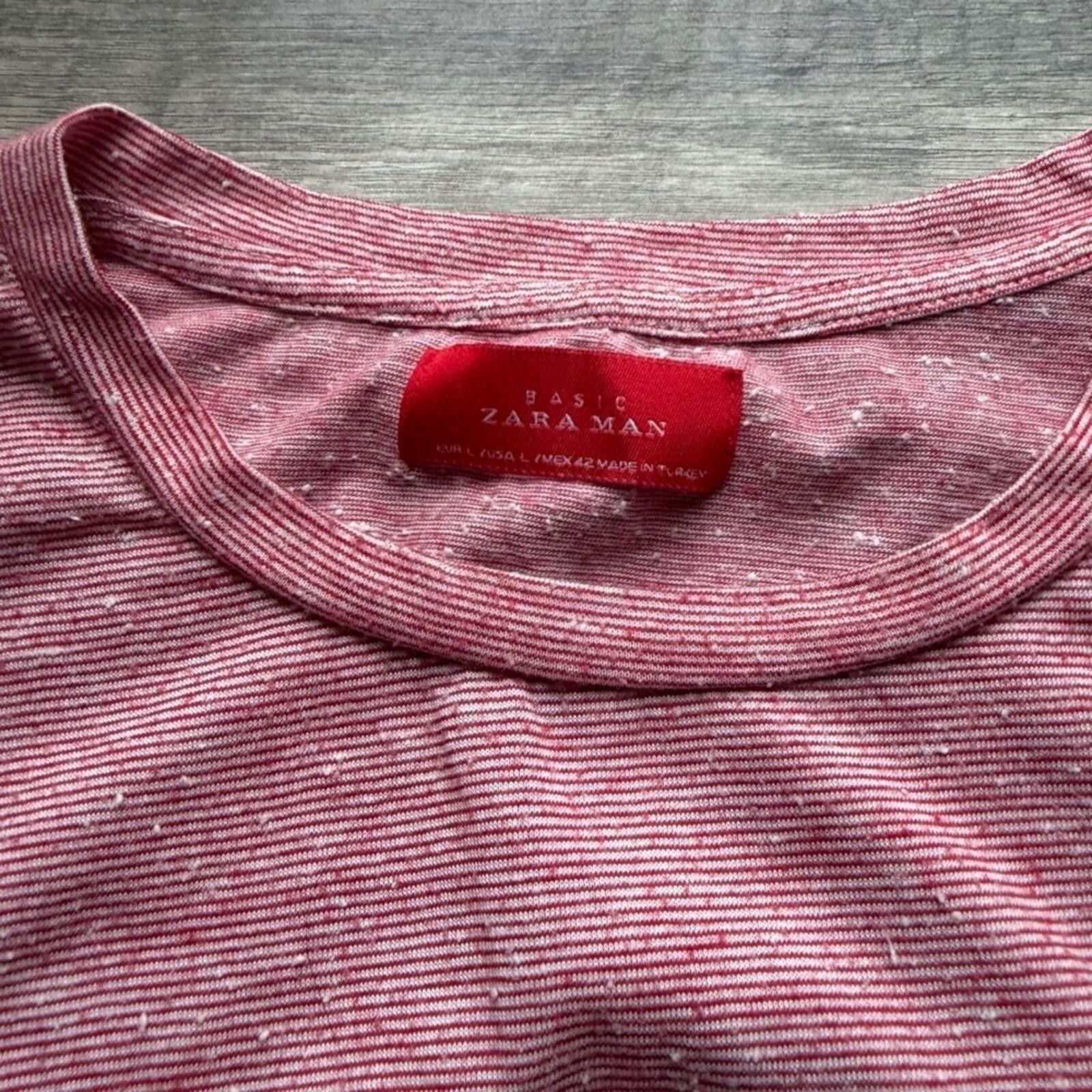 Zara Zara Man Basic Red White Micro Stripe T-Shirt Mens Large Size US L / EU 52-54 / 3 - 2 Thumbnail