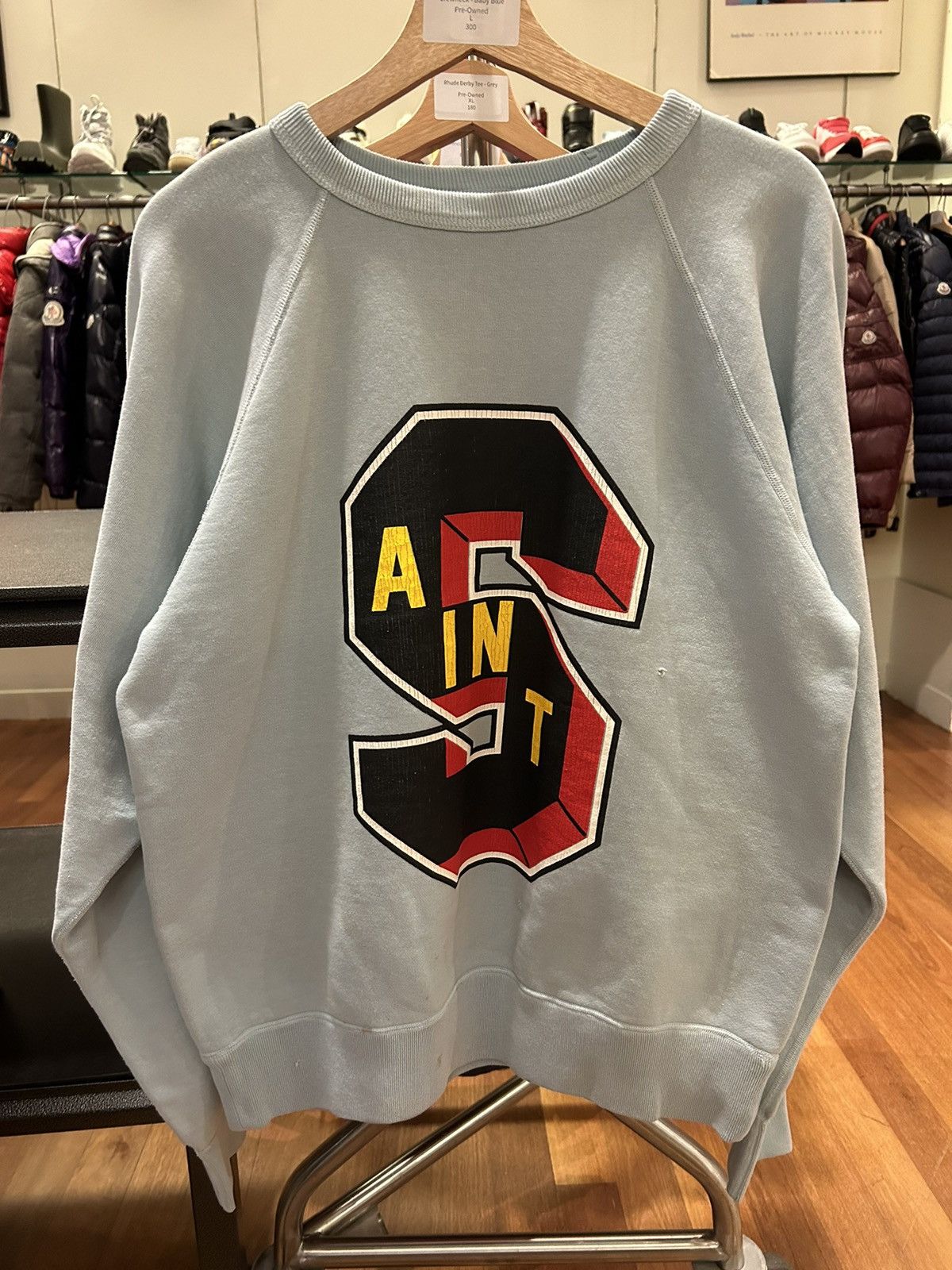 DENIM TEARS × Saint Michael Saint Michael x DENIM TEARS Letterman Crewneck ‘Baby Blue’ Size US L / EU 52-54 / 3 - 1 Thumbnail
