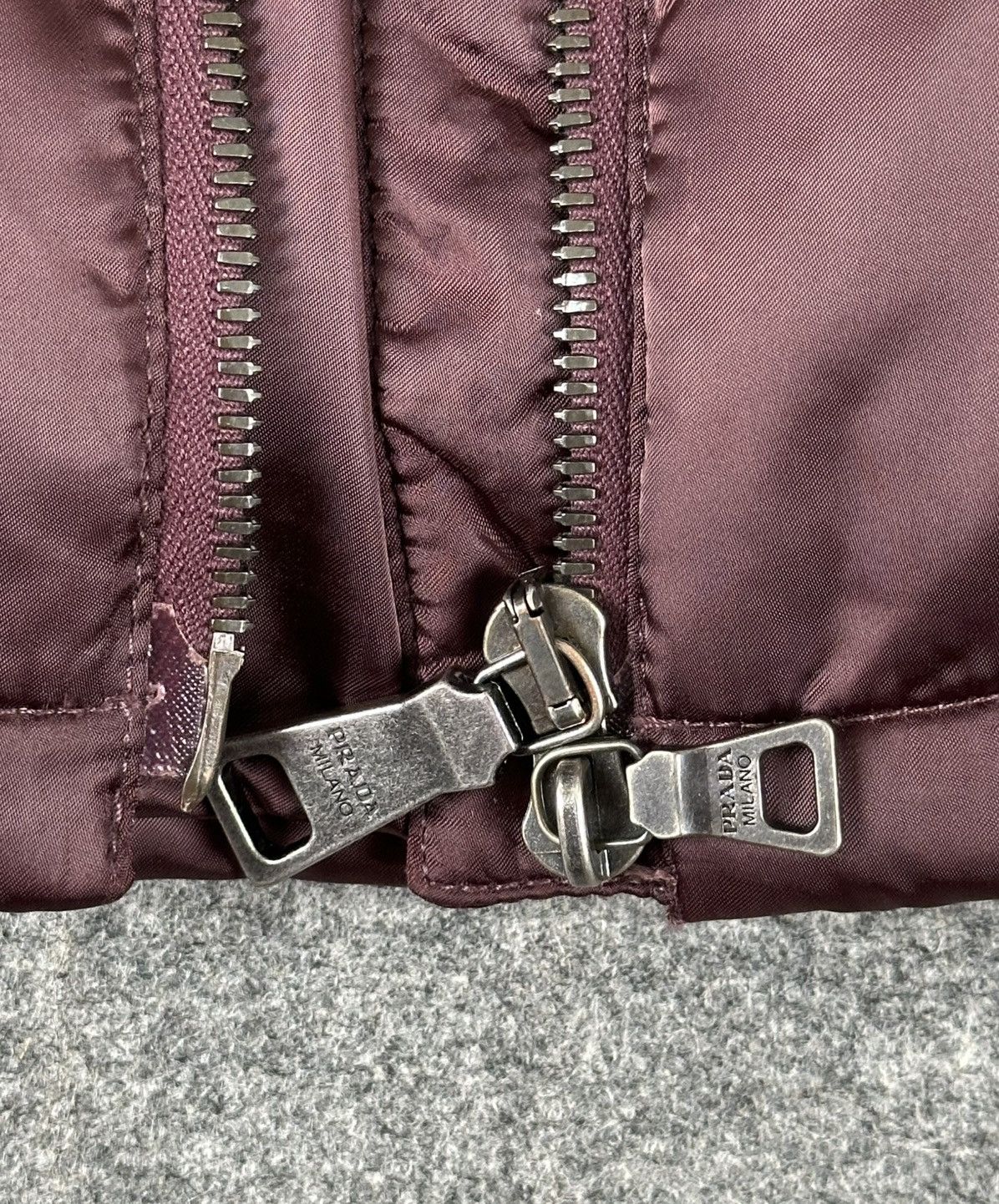Prada Prada - 09 Down Zip-Up Nylon Hooded Jacket Fox Fur - Maroon Size M / US 6-8 / IT 42-44 - 13 Thumbnail
