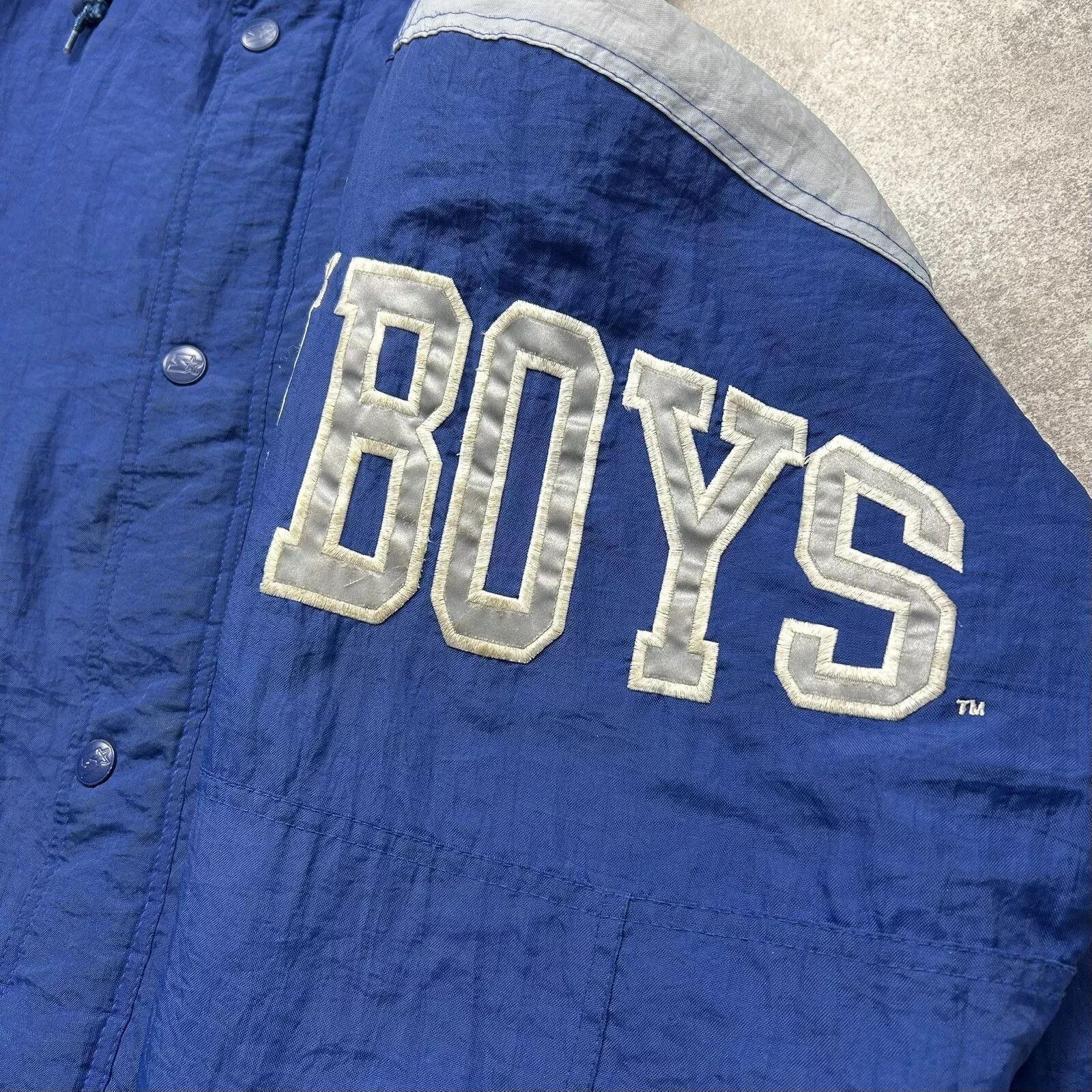 NFL × Starter × Vintage DALLAS COWBOYS STARTER PUFFER JACKET HOODIE SIZE L BLUE Size US L / EU 52-54 / 3 - 6 Thumbnail