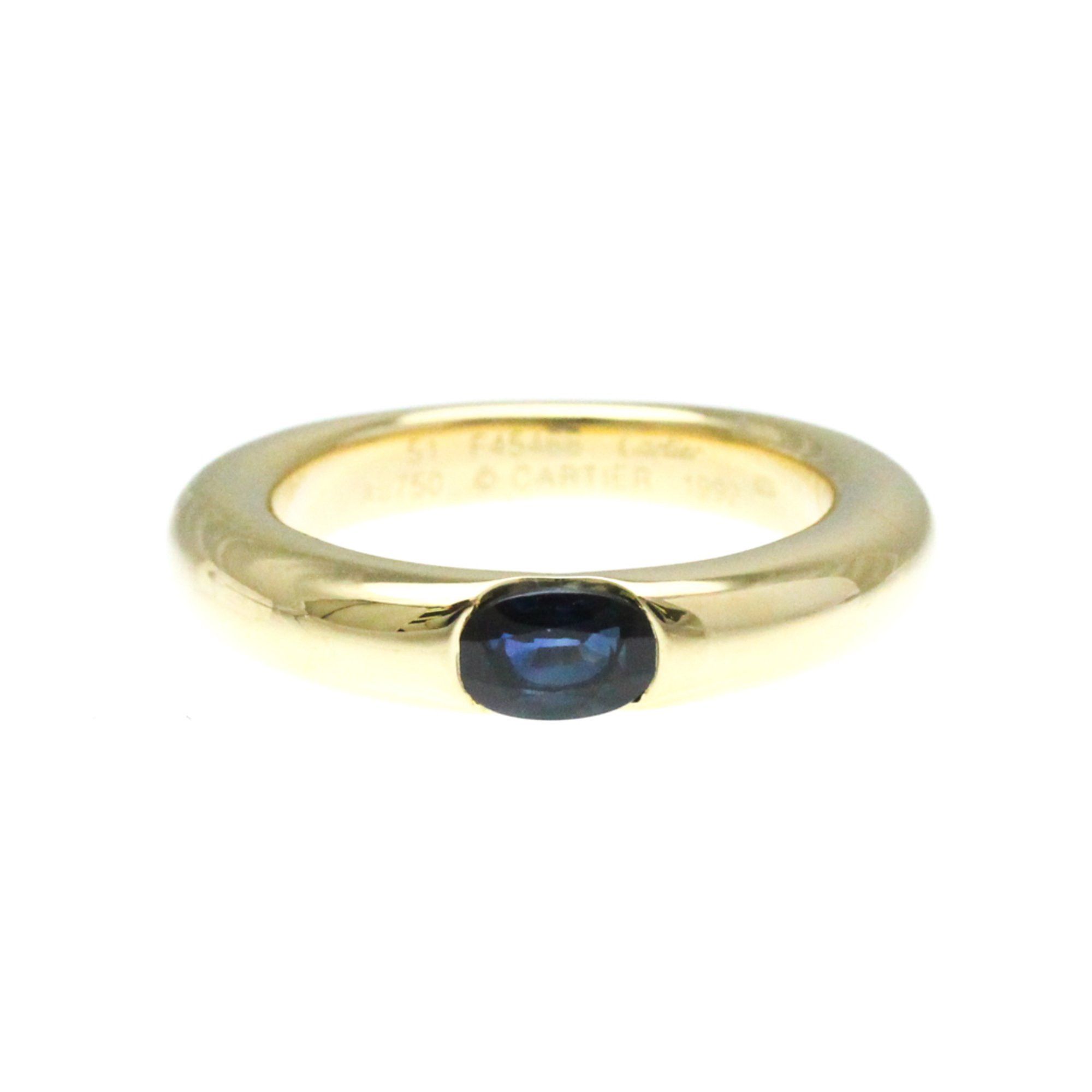image of Cartier Ellipse Blue Sapphire Ring Yellow Gold (18K) Fashion Sapphire Band Ring Gold, Women's