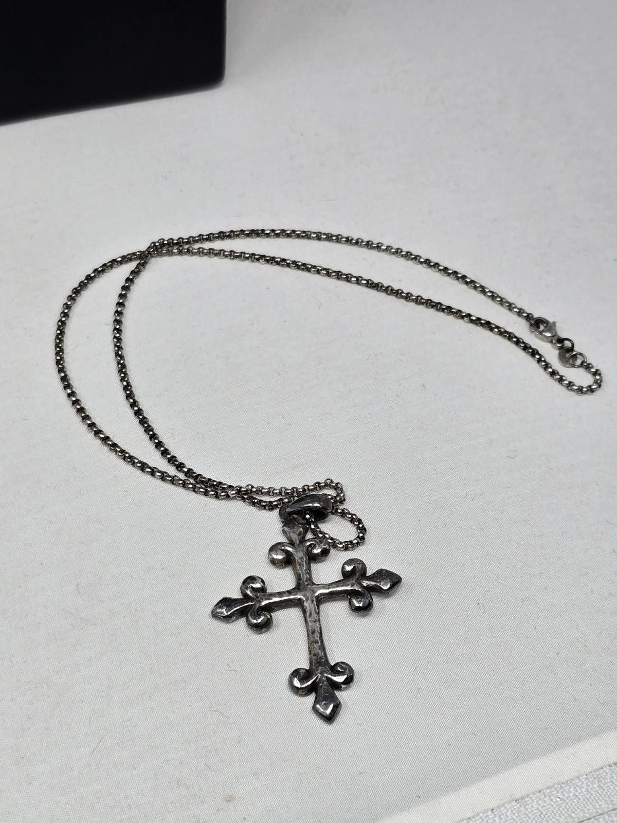 Other Retired James Avery Fleur De Lis Cross 2" Pendant 18" Chain Size ONE SIZE - 4 Thumbnail