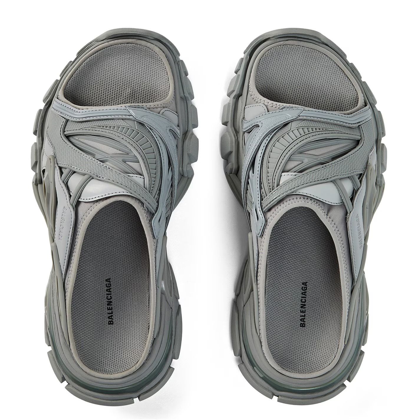 Balenciaga o1g2r1mq0226 Track Slide Flat Sandals In Grey Size US 7 / EU 40 - 4 Thumbnail