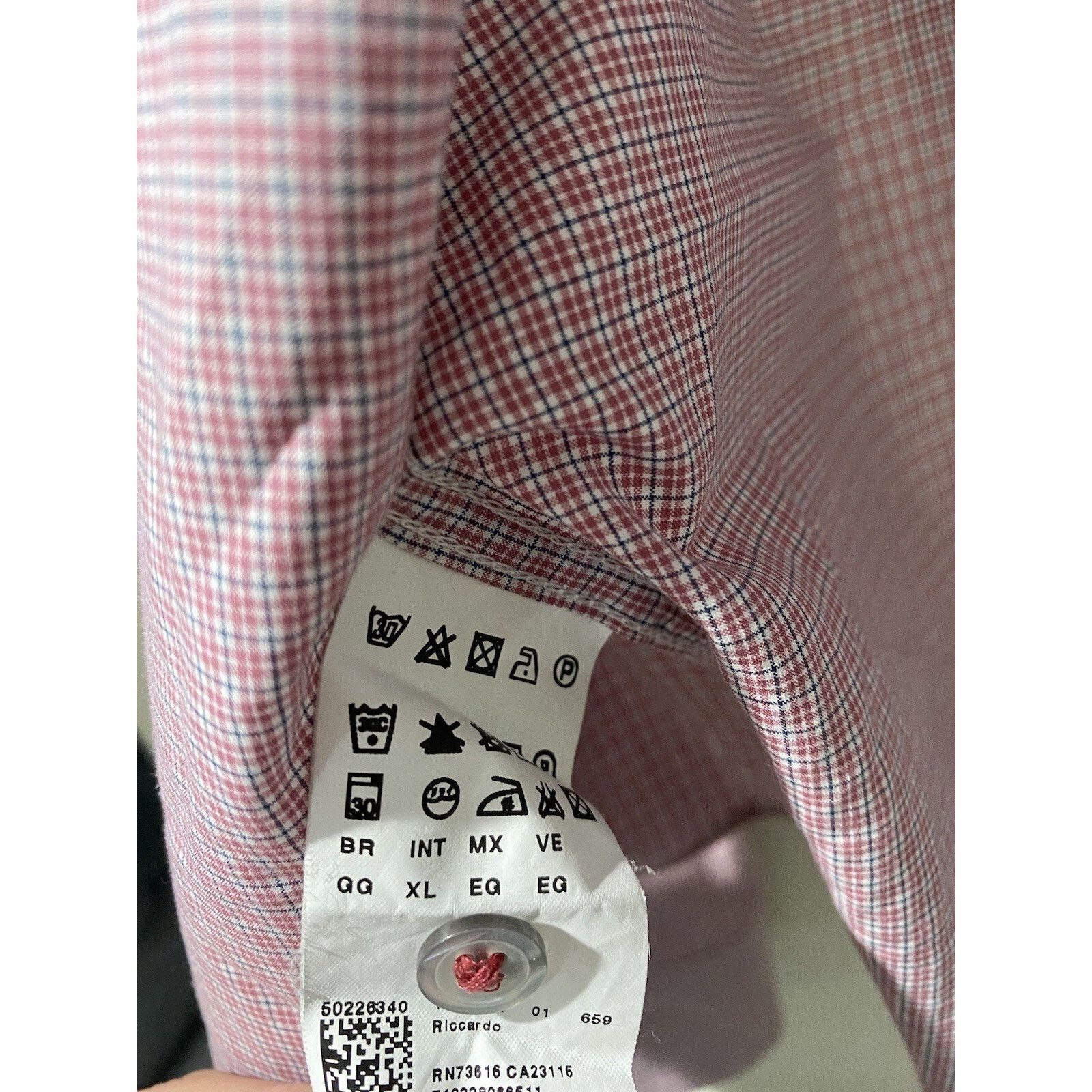 Hugo Boss Hugo Boss "Isko" Slim Plaid Long Shirt Pink Size XL A000778 Size US XL / EU 56 / 4 - 14 Thumbnail