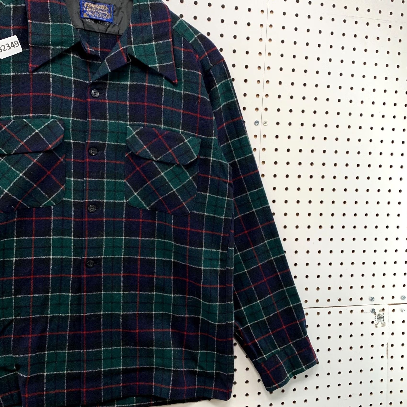 Pendleton VINTAGE 70s Pendleton Wool Board Shirt Green Tartan Plaid Button Loop USA M Mens Size US M / EU 48-50 / 2 - 6 Thumbnail