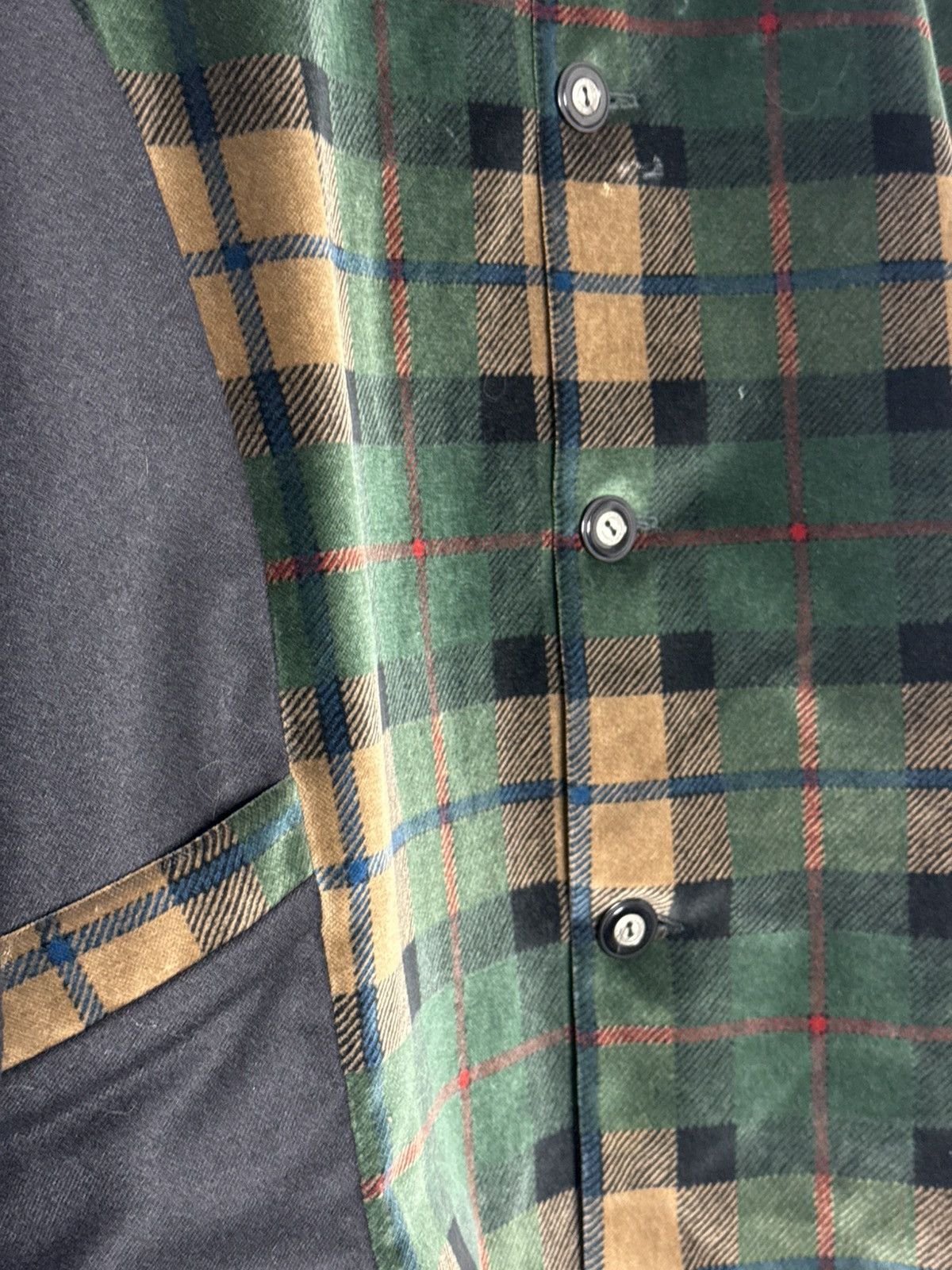 Vintage VINTAGE 1980’s Green and Black Plaid Velvet Button-Up Jacket Size US L / EU 52-54 / 3 - 3 Thumbnail