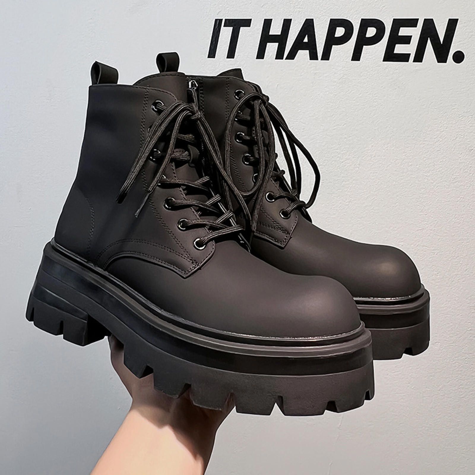 Trendy Black Chunky Platform Boots