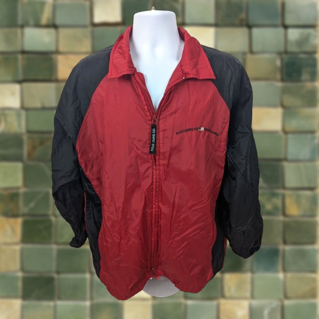 Polo Ralph Lauren VINTAGE Polo Ralph Lauren Jacket Mens M Red Black Windbreaker Coat - Polo Ralph Lauren Golf - 90s Sports Modern Mens Windbreaker Size US M / EU 48-50 / 2 - 1 Thumbnail