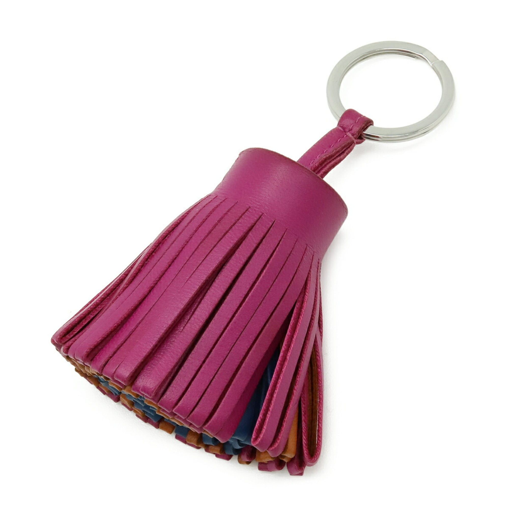 Hermes HERMES Carmen Keyring Keychain Tassel Charm Agneau Milo Leather Rose Purple Pain d'épices Bleu de Malte Size ONE SIZE - 1 Thumbnail