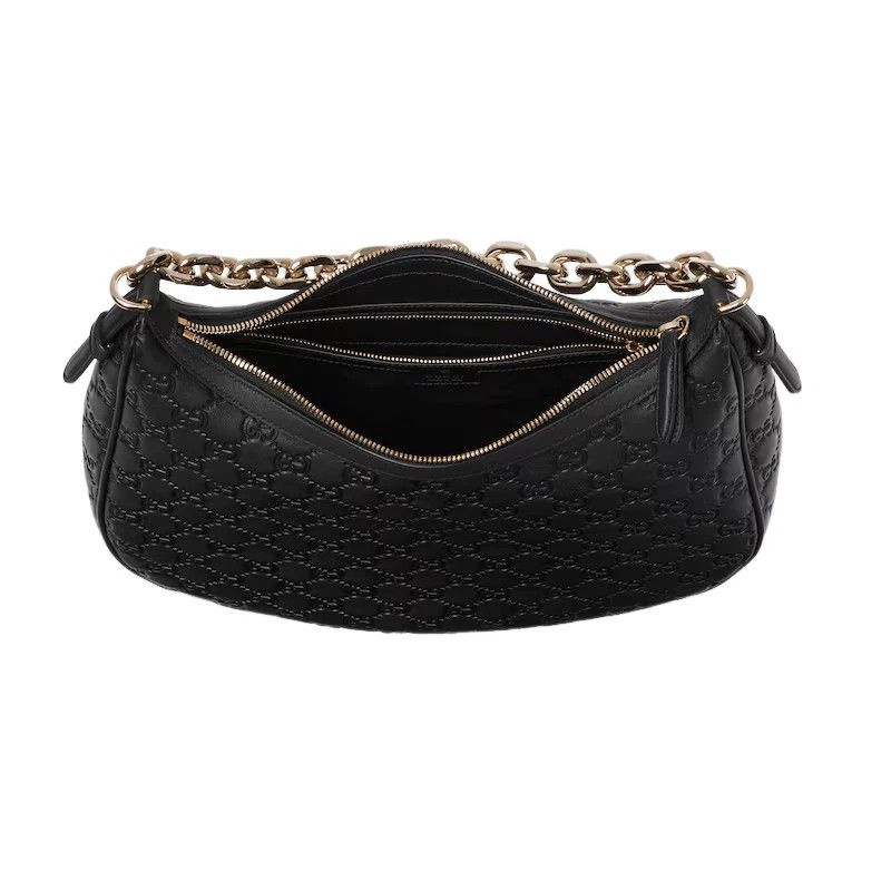 Gucci GUCCI Emblem Large Black GG Leather Shoulder Bag Size ONE SIZE - 4 Thumbnail
