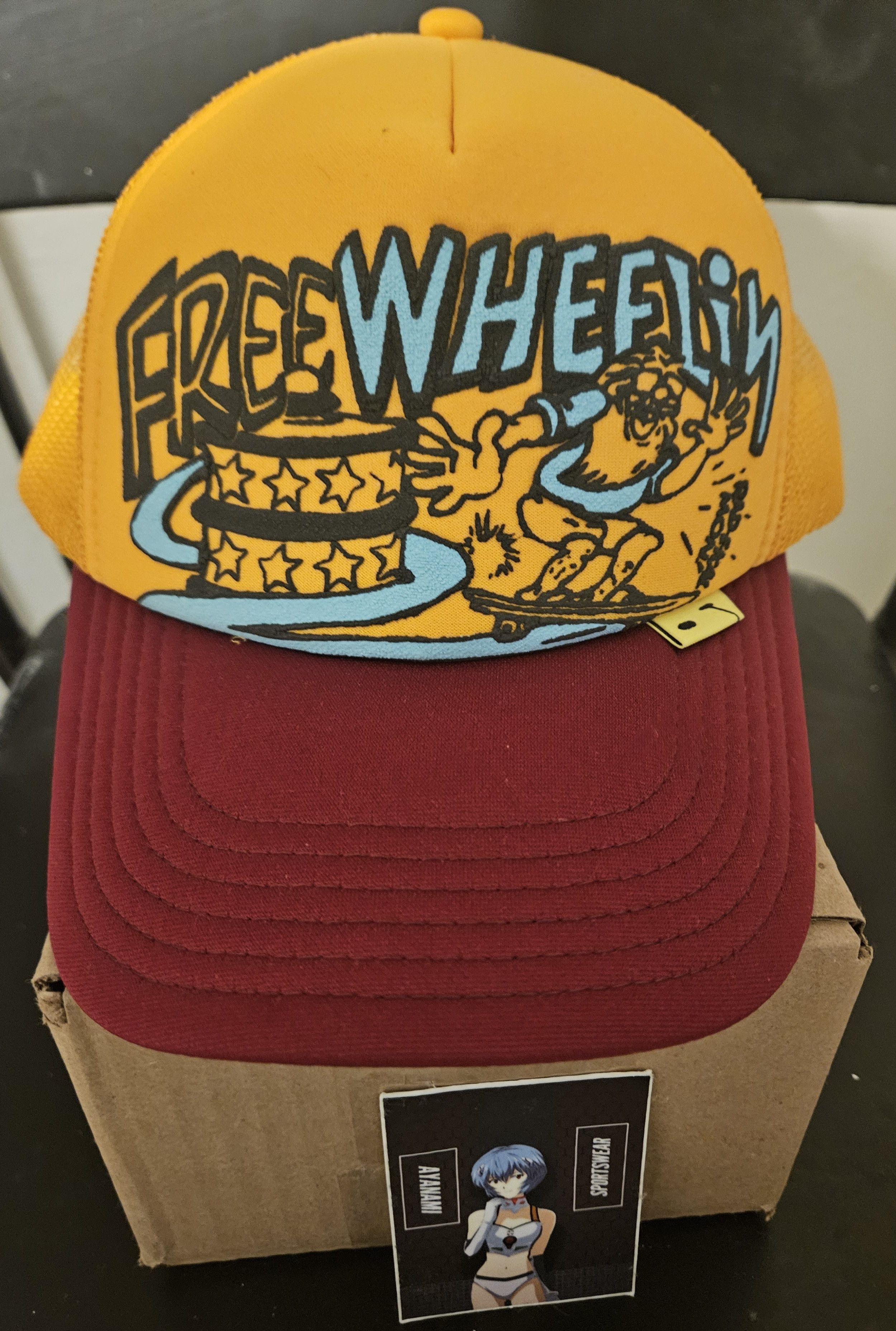 image of Kapital Freewheelin Trucker Hat in Gold, Men's