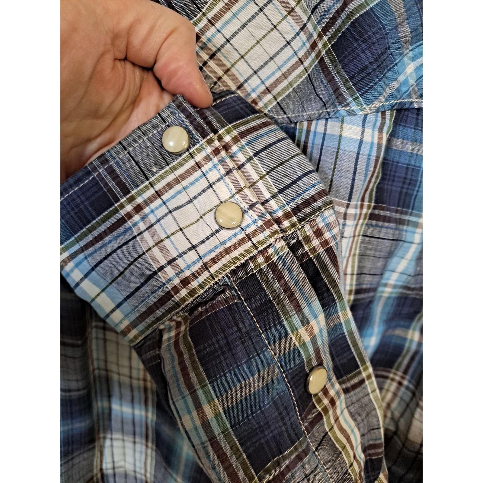 Other Cuadra Blue, Brown and Black Plaid Snap Up Shirt Size US M / EU 48-50 / 2 - 5 Thumbnail