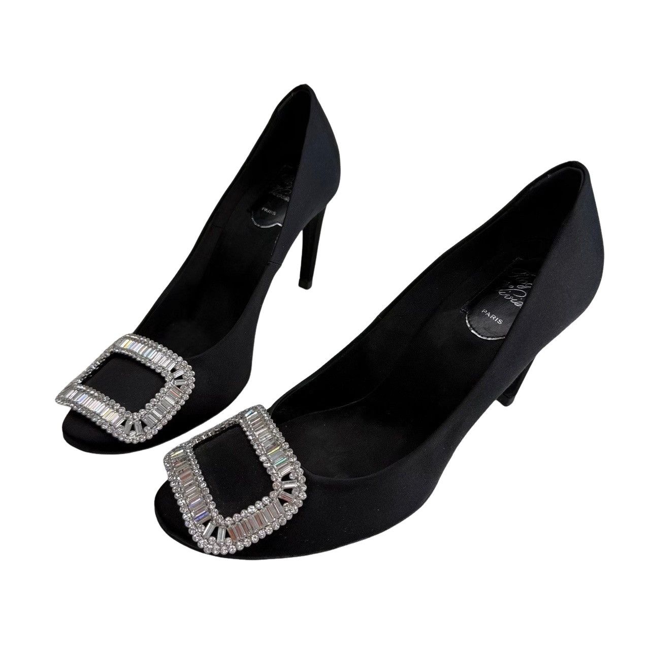 Roger Vivier Roger Vivier Crystal Buckle Satin Pumps Size 37.5 Size US 7.5 / IT 37.5 - 1 Thumbnail