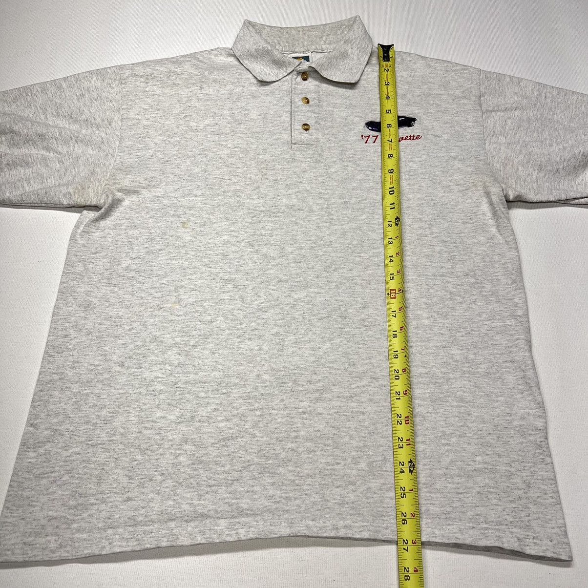 Vintage VTG Car Polo Shirt Grey Embroidered 1977 Corvette Cotton Size US L / EU 52-54 / 3 - 18 Thumbnail