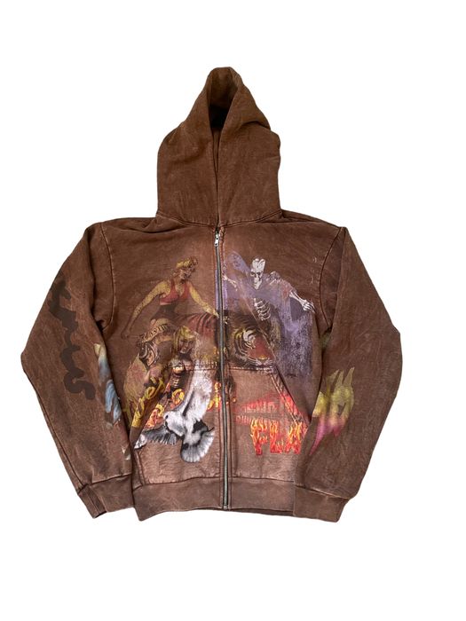 Travis Scott Travis Scott Utopia Tour Brown Zip Hoodie | Grailed