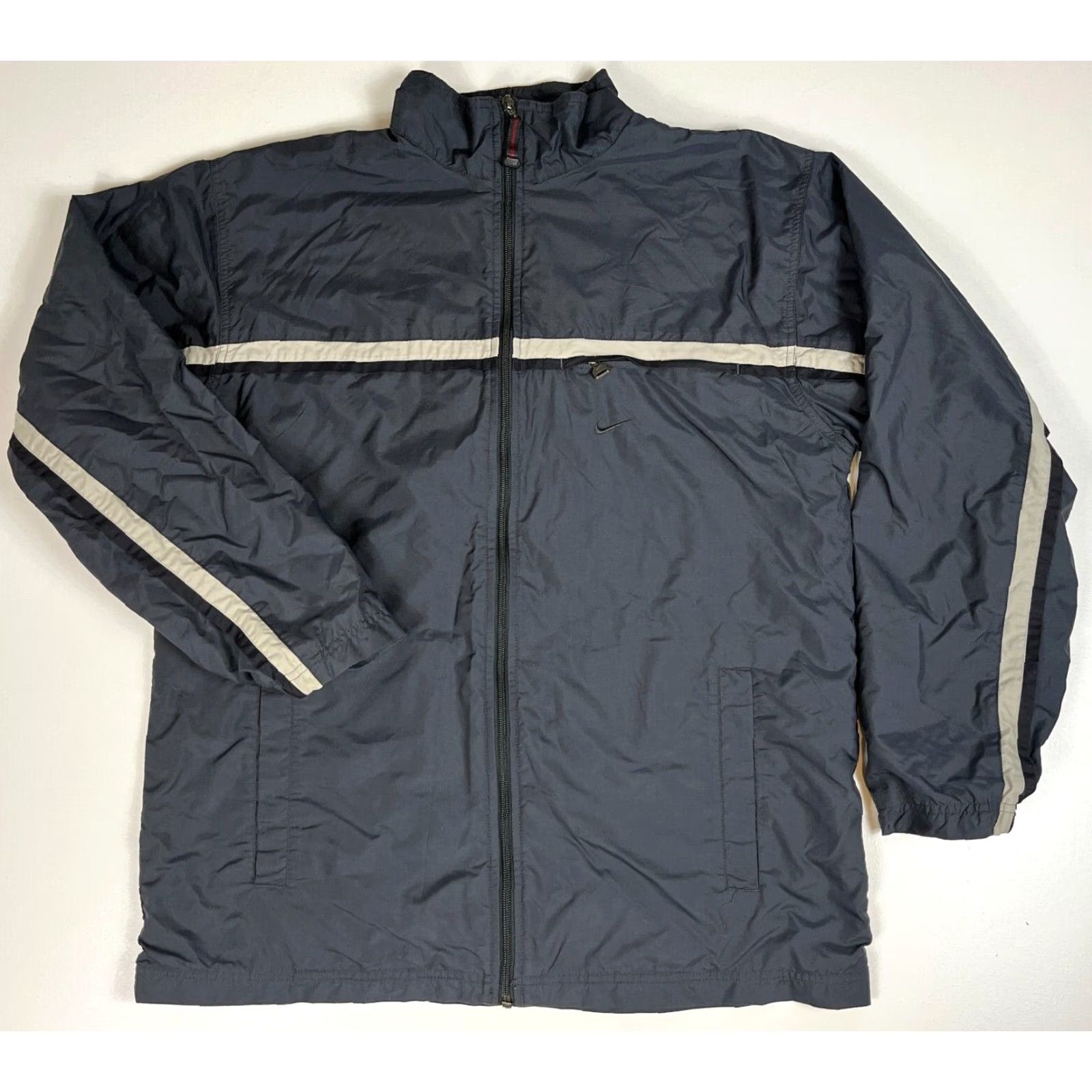 Nike VINTAGE Nike Men's Full Zip Windbreaker Jacket Lined Pockets Gray Size L Size US L / EU 52-54 / 3 - 2 Thumbnail