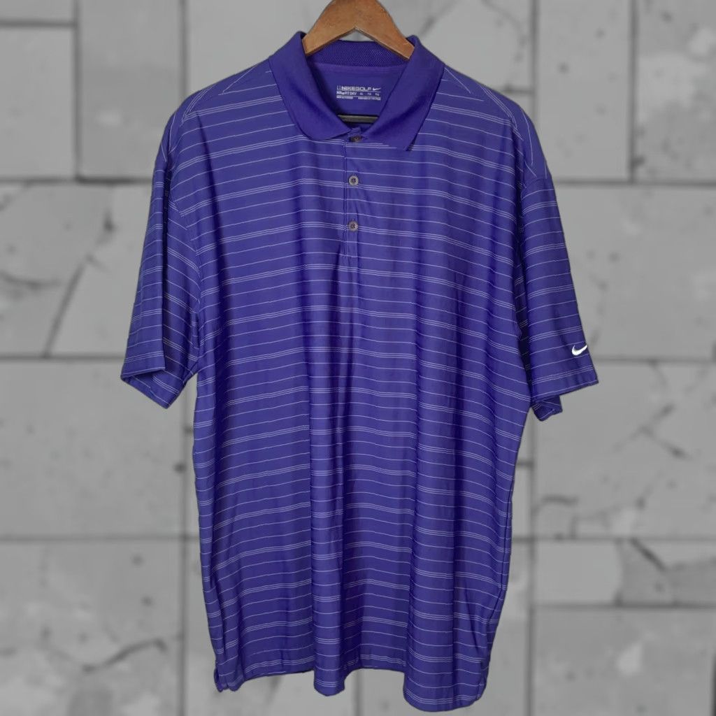 Nike Nike Dri-Fit Golf Polo Men's XL Purple Striped Activewear Size US XL / EU 56 / 4 - 1 Thumbnail