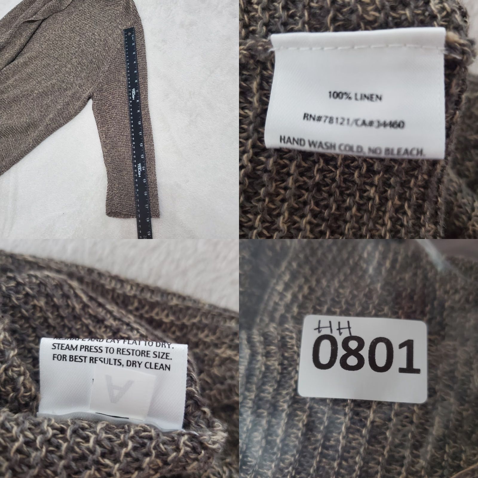 Eileen Fisher Eileen Fisher Cardigan Women L Brown Linen Open Front Side Slits Long Sleeve 100% Linen Classic Minimalist Capsule Size L / US 10 / IT 46 - 8 Thumbnail