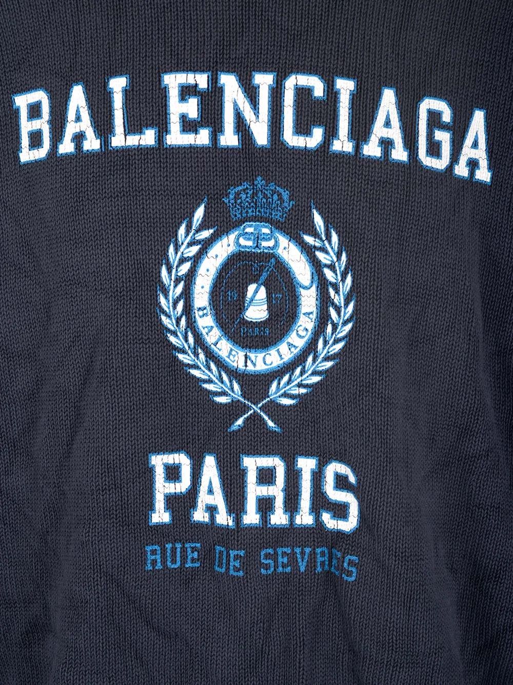 Balenciaga o1mle0924 College Crest Crewneck in Navy Blue Size US XL / EU 56 / 4 - 3 Thumbnail