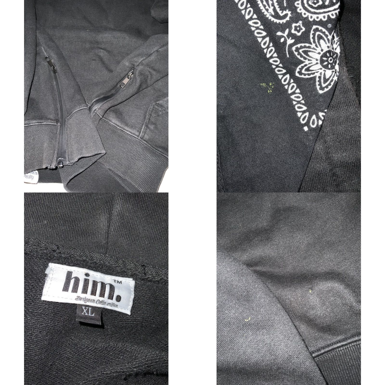 Vintage HIM Hoodie Men XL Black Rhinestone Bandana Paisley Heavyweight Size US XL / EU 56 / 4 - 8 Thumbnail