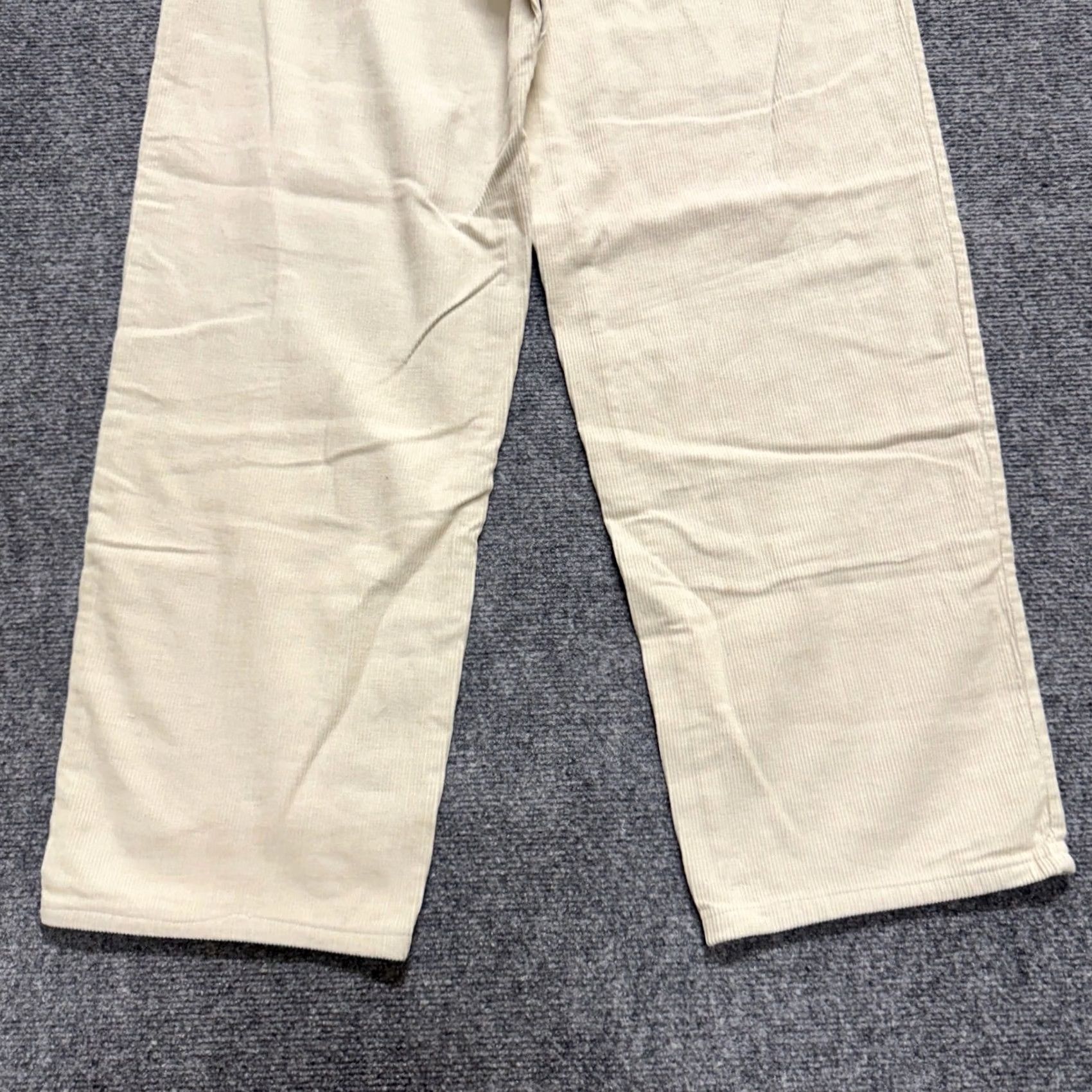 Vintage Calvin Klein Wide Leg Trouser Pants Women's 20 Corduroy Baggy 90s White Cream Pockets 20P Petite Slim Distressed Baggy Womens Size 42" / US 20 - 7 Thumbnail