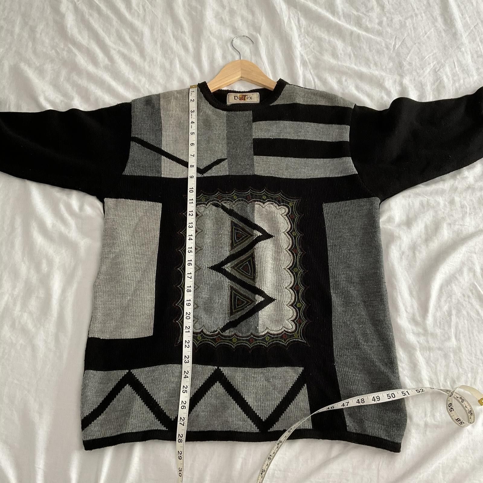 Vintage vintage 80's deetex abstract black gray sweater large Size L / US 10 / IT 46 - 6 Thumbnail
