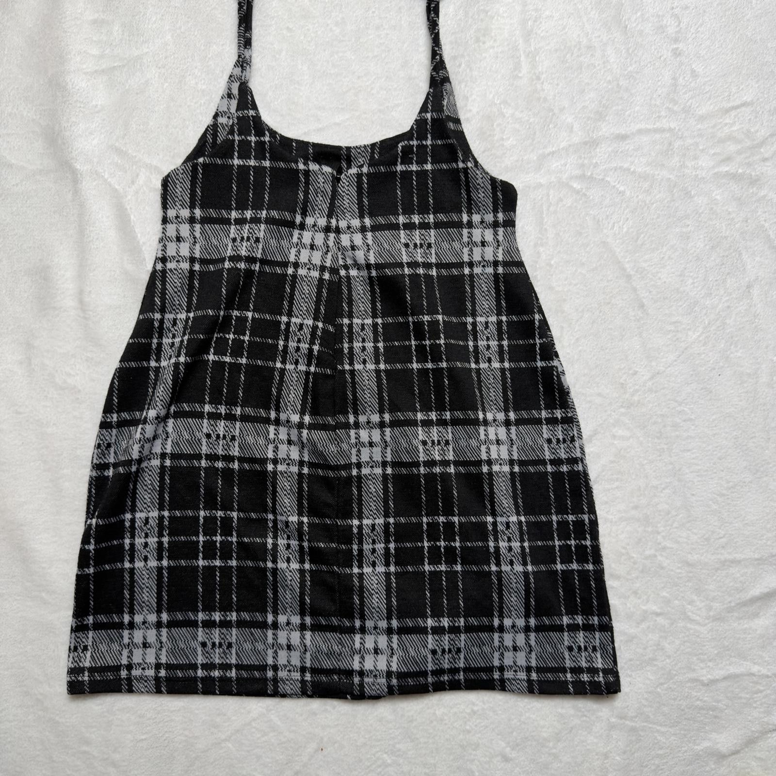 Fashion Nova Black Plaid Tartan Top Grunge Dark Academia Y2K Schoolgirl Size M / US 6-8 / IT 42-44 - 2 Thumbnail