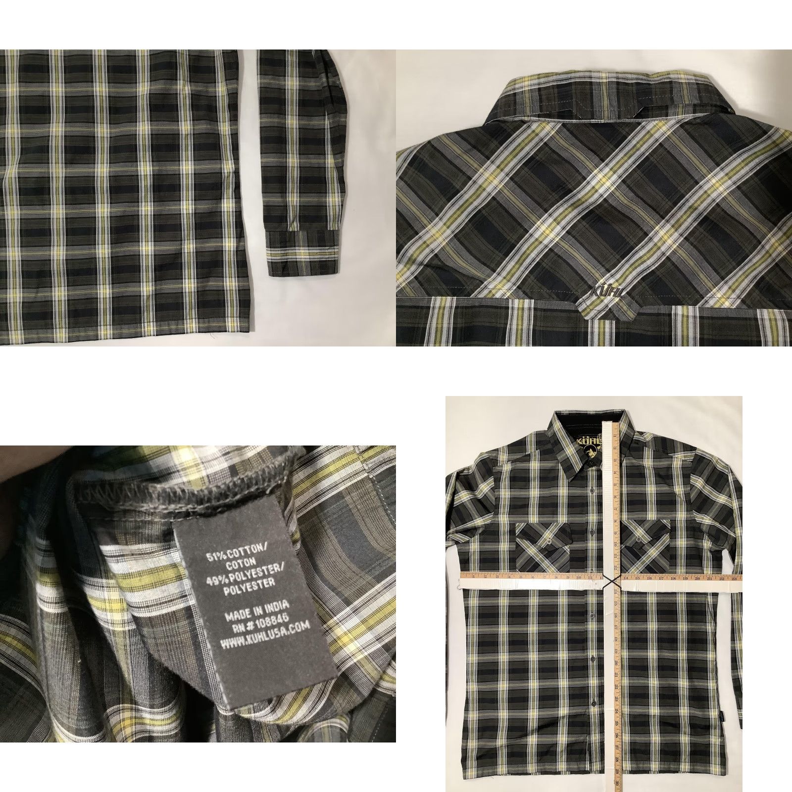Vintage KÜHL Shirt Mens Medium Gray Black Plaid Long Sleeve Button Up Western Outdoor Size US M / EU 48-50 / 2 - 9 Thumbnail