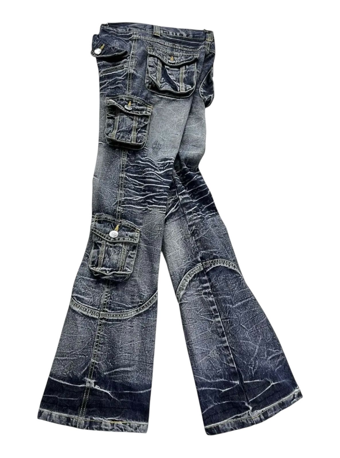 LOWBOX 🔥LOWBOX Distressed Whiskered Multipocket Punk Flare Denim Size US 29 - 1 Thumbnail