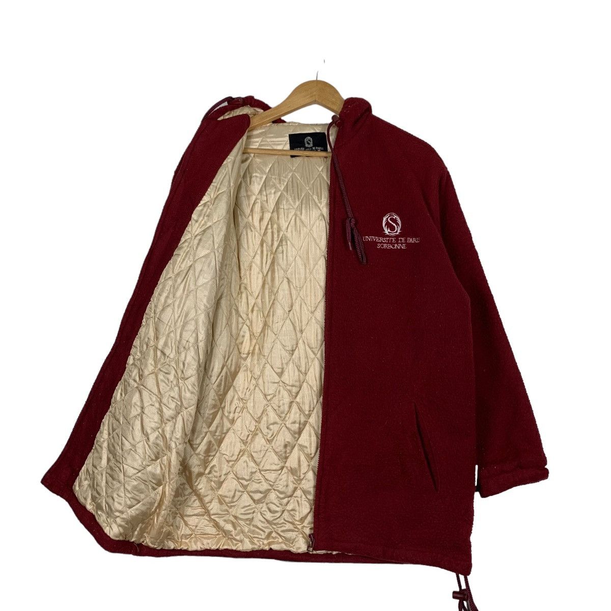 Vintage Univesite De Paris Surbonne Red Fleece Hoodie #1083-C49 Size US M / EU 48-50 / 2 - 10 Thumbnail