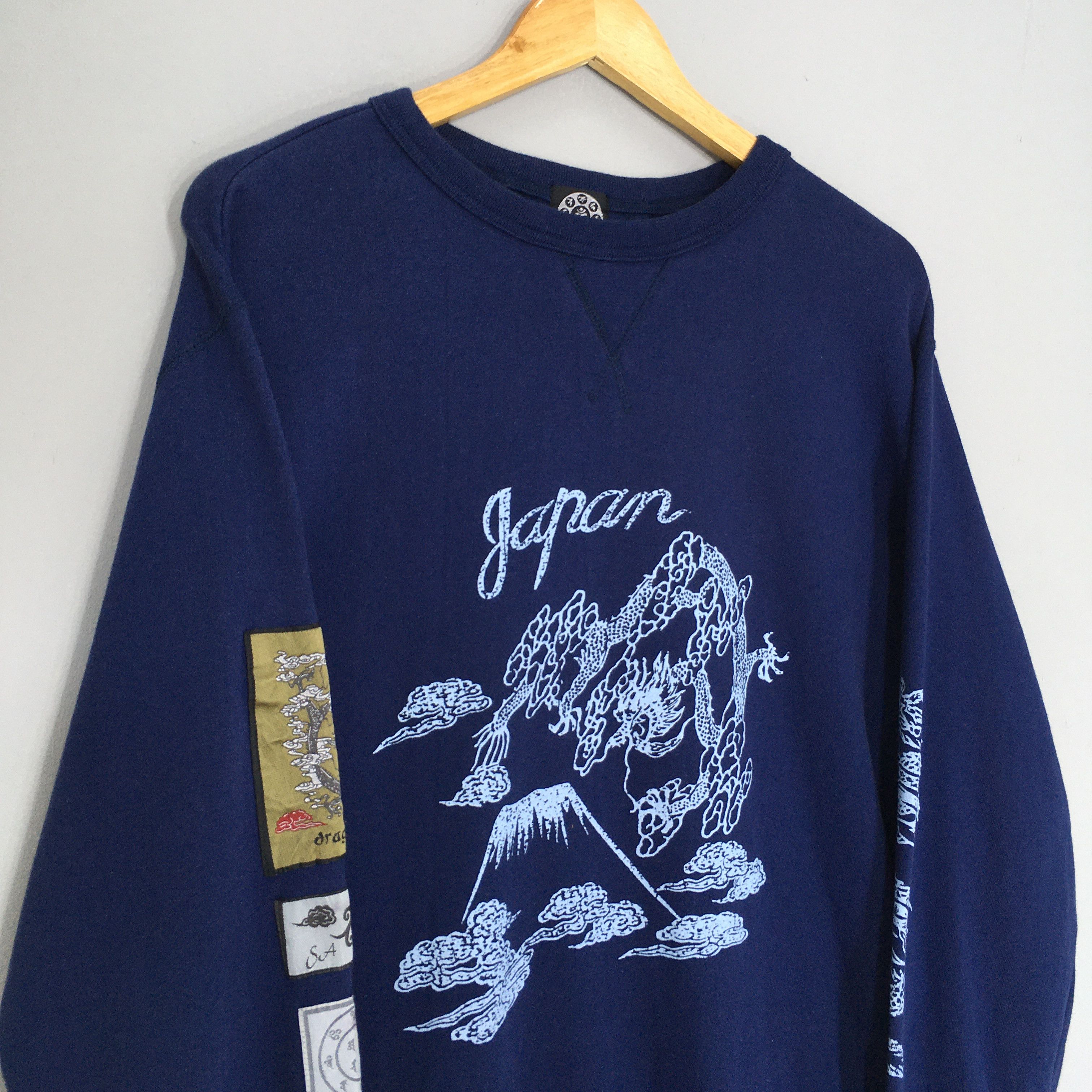 Japanese Brand × Vintage Vintage 90s Sukajan Dragon Japan Blue Sweatshirt Medium Size US M / EU 48-50 / 2 - 3 Thumbnail