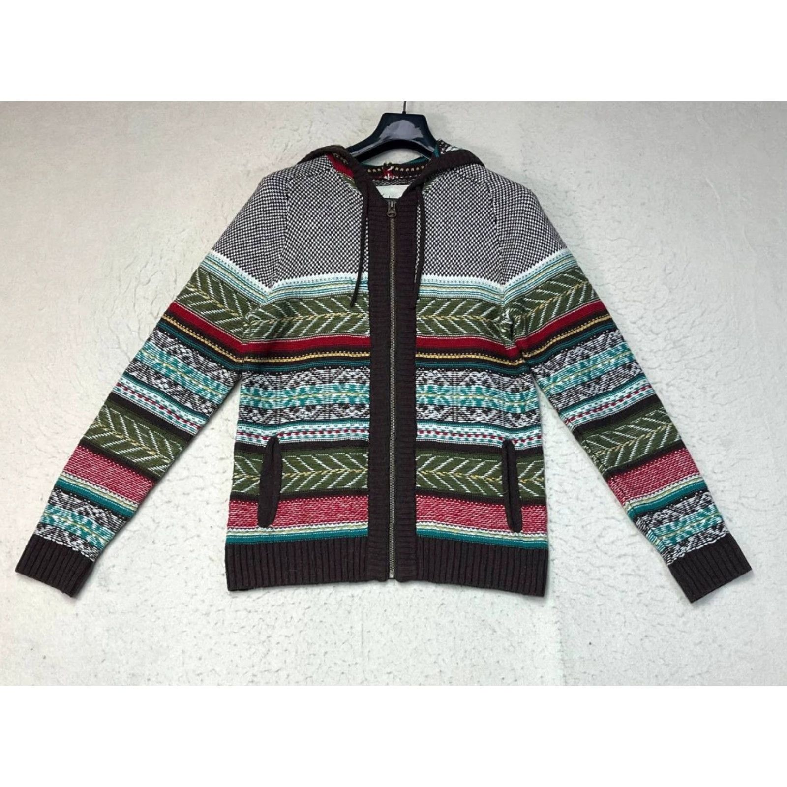 Anthropologie Anthropologie Koto Cardigan Hooded Zip Striped Brown Women's Size Small Multicolor Long Sleeve Women Cardigan S Womens Size S / US 4 / IT 40 - 2 Thumbnail