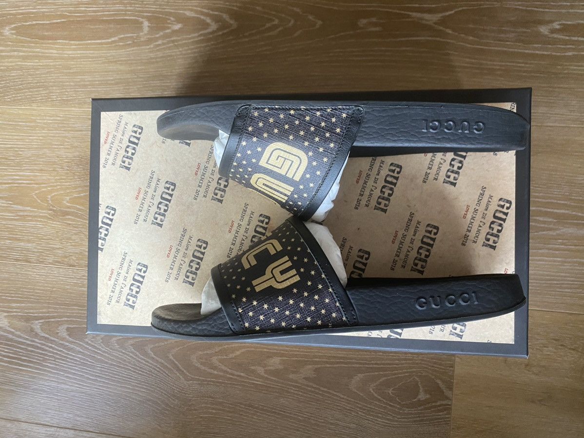 Gucci Gucci slide ‘guccy’ logo black Size US 7.5 / EU 40-41 - 4 Thumbnail