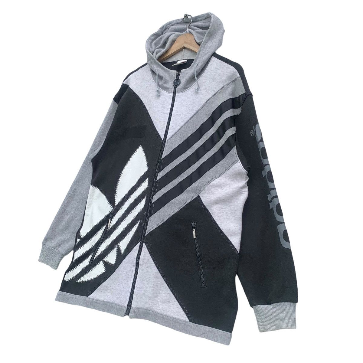 Adidas × Vintage 80s Adidas Pu Leather Logo Sweat Hoodie Size US L / EU 52-54 / 3 - 4 Thumbnail