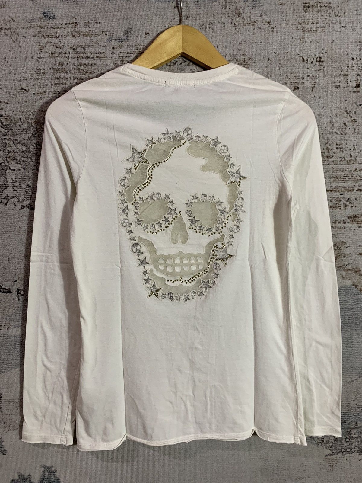 トップス PPFM 00s skull full design long sleeves PPFM 2000s Japanese Buckaroo Skull Longsleeve Punk Rock