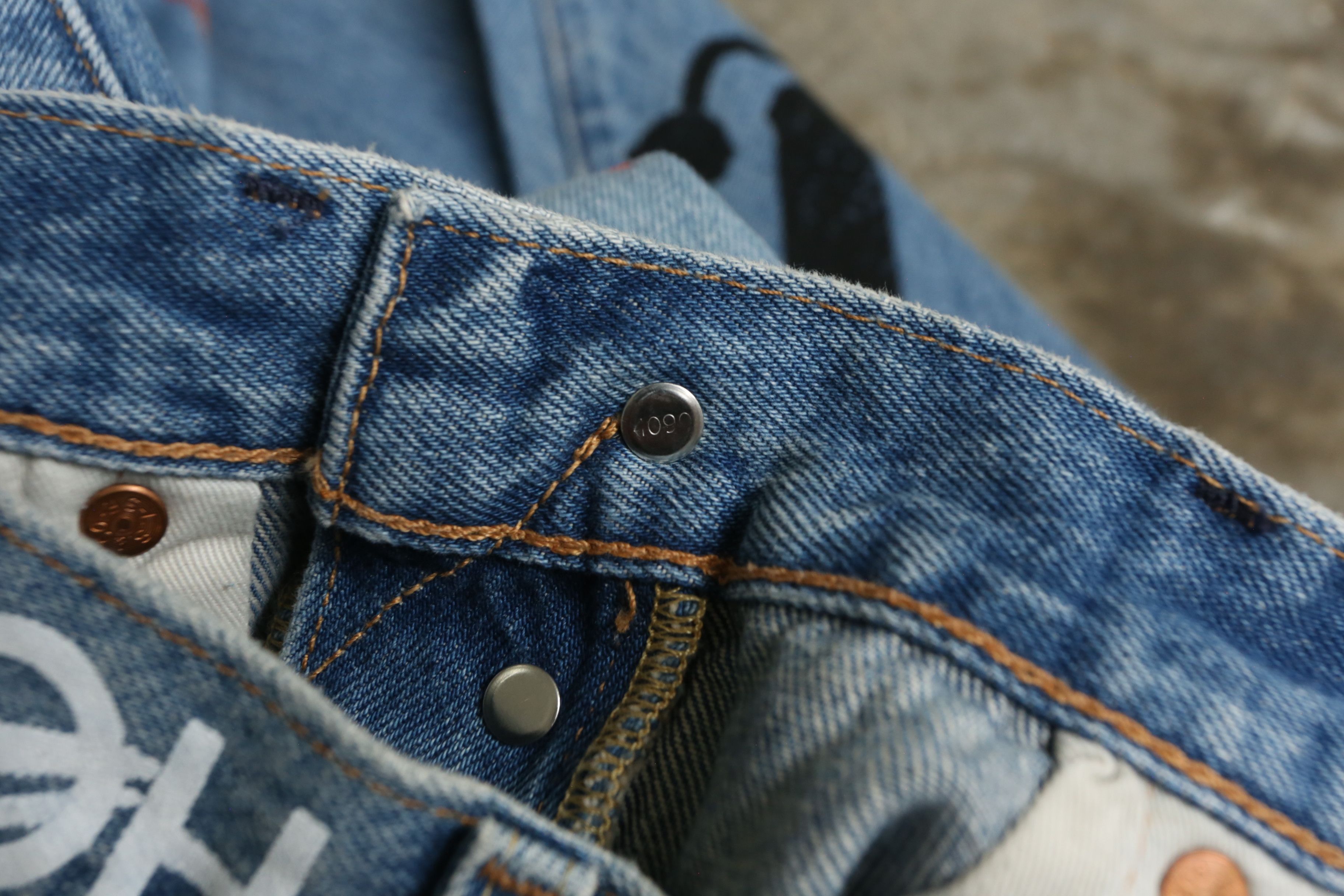 DENIM TEARS × Virgil Abloh L - DT - VA - S/S 21 - "Message in a Tear" 501 Denim Jean Size US 30 / EU 46 - 10 Thumbnail