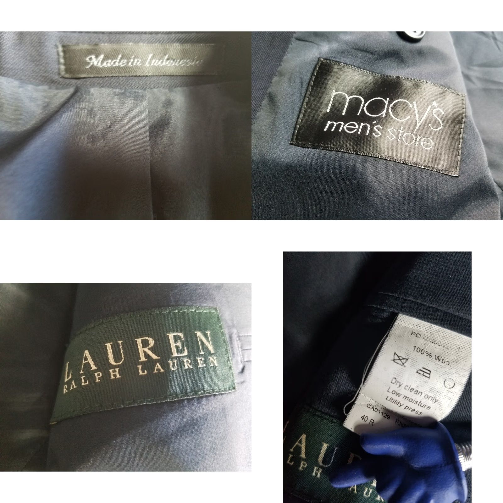 Ralph Lauren Lauren Ralph Jacket Mens 40 Blazer 40R Navy Sport Coat Gold Button Wool Size 40R - 9 Thumbnail