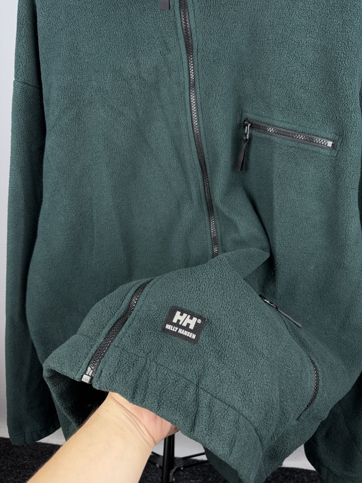 Helly Hansen × Vintage Vintage 90s Helly Hansen Green Fleece Jacket Zip Front XXL Size US XXL / EU 58 / 5 - 3 Thumbnail