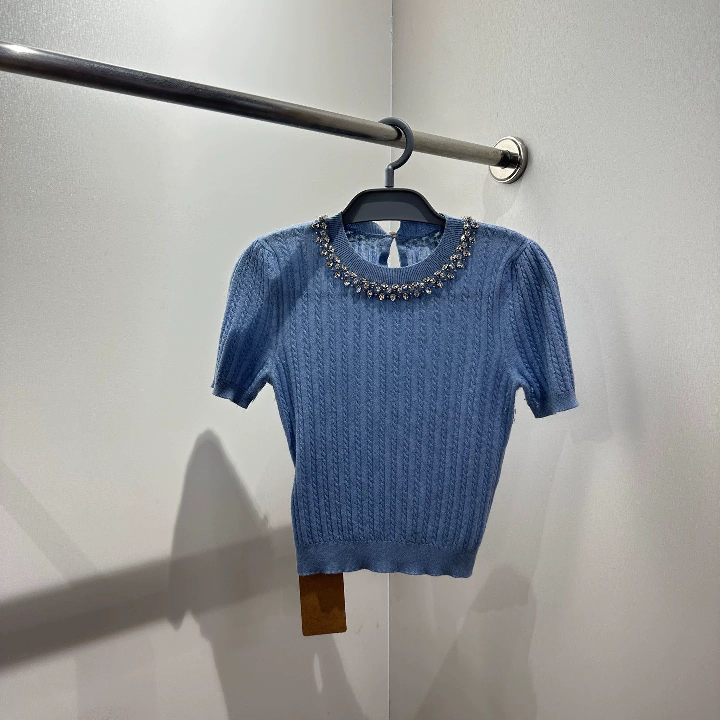 Miu Miu MIU MIU may389 women's cashmere short-sleeve neck crystal Size XXS / US 00 / IT 34 - 1 Thumbnail